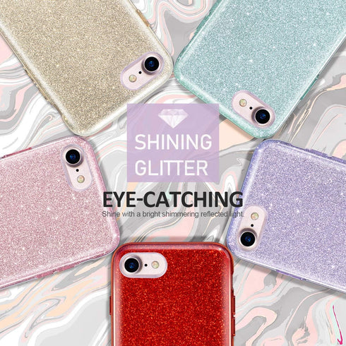 MATEPROX Compatible with iPhone Se case,iPhone 8 case,iPhone 7 Glitter Bling Sparkle Cute Girls Women Protective Christmas Case for iPhone 7/8/SE ...