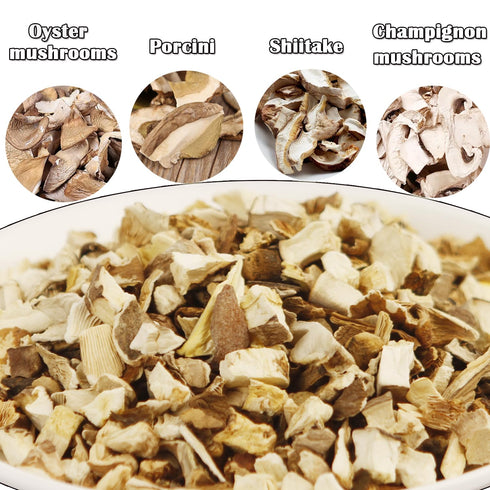 VIGOROUS MOUNTAINS Dried Assorted Mushrooms Granules for Cooking Including Shiitakes Champignon Porcini Oyster Culinary Mushrooms 3.81 ounce, 108g...