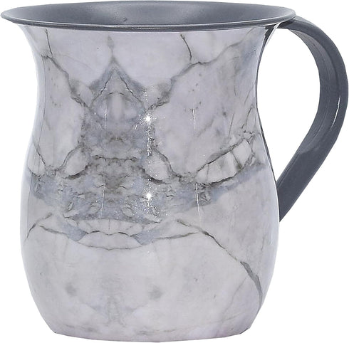 Stainless Steel Netilat Yadayim Cup - Grey Stone Painted Design - Looks Like Ceramic - Rust, Break and Crack Proof Negel Vasser Cup - Judaica Gift...