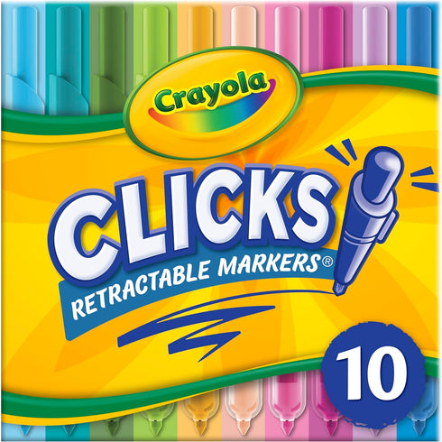 Crayola Clicks Retractable Markers (10ct), Washable Markers for Kids, Click Markers, School Supplies for Kids, Gifts, Ages 5+...