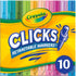 Crayola Clicks Retractable Markers (10ct), Washable Markers for Kids, Click Markers, School Supplies for Kids, Gifts, Ages 5+...