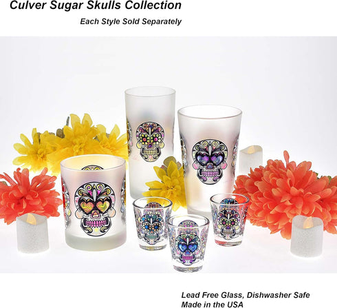 Culver Sugar Skulls Decorated Shot Glasses, 1.75-Ounce, Set of 4...