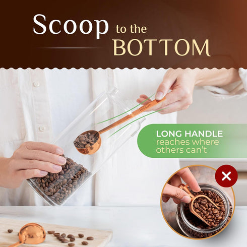 Orblue Premium Coffee Scoop Set - 1 Tbsp (15ml) & 2 Tbsp (30ml) Measuring Tablespoon - Stainless Steel Coffee Measuring Spoon and Scooper with Lon...