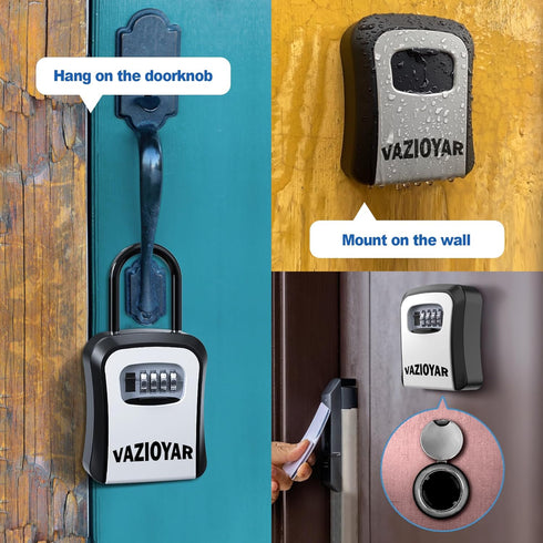 Key Lock Box With Retractable Key Tether,Fixed in the Lock Box to Prevent Carrying the Key With You After entering the Room,With Removable Shackle...