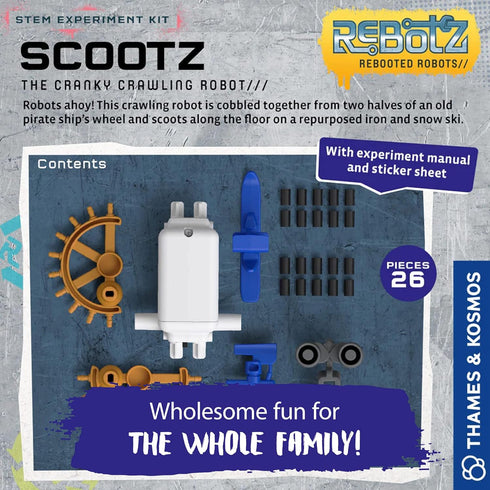 Thames & Kosmos ReBotz: Scootz – The Cranky Crawling Robot | Build a Wacky Motorized Robot! | Collect All 4 | Combine to Make New Robotic Creation...