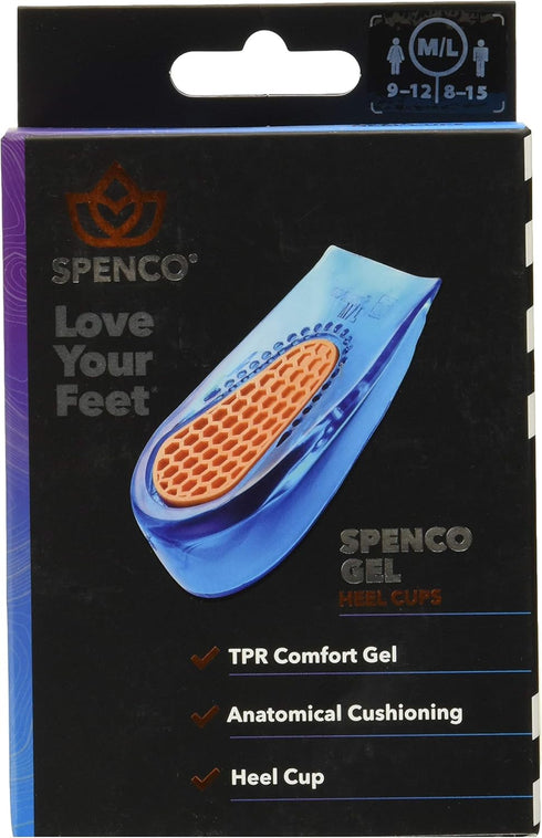 Spenco Gel Heel Cup Shoe Inserts for Pain Relief from Heel Spurs or Bruising, Medium/Large...