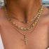 Cross Necklace for Women,Stackable Stacked Stacking Layering Layered Necklaces Dainty Gold Necklace Paperclip Box Flat Mariner Chain Necklace Cros...
