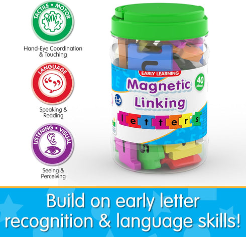 The Learning Journey Magnetic Linking Letters | Set of 40 Colorful ABC Magnets | Lowercase Letters | Fridge Magnets for Toddlers 3+ | Alphabet Let...