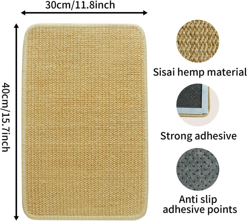 Cat Scratcher Mat,15.7”x11.8” Sisal Cat Scratching Mat Wall Cat Scratch Mat Wall Scratcher for Indoor Cats, Cat Scratching Board (Natural Color)...