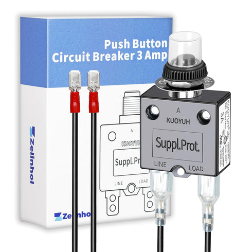 Push Button Circuit Breaker, Low Voltage Circuit Protector 3 Amp, Fuse Tester, Waterproof Cap Design, Manual Reset 32V, Low Voltage Protection...