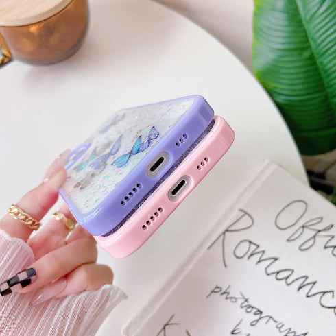 DEFBSC Cute Clear for iPhone 13 Case, Butterfly Sparkly Bling Glitter Design Case Girls Woman Soft Slim TPU Bumper Shockproof Anti-Scratch Protect...
