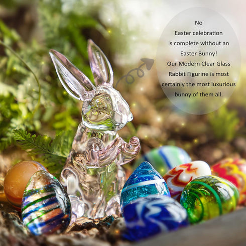 HDCRYSTALGIFTS 3.5inch Crystal Rabbit Bunny Figurine Collectibles Spring Easter Bunny Decorations Glass Art Animal Paperweight Easter Home Decor C...