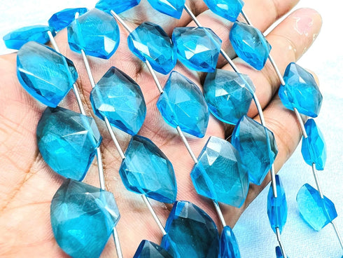 1 Strand Blue Topaz Quartz 10 Pcs Beads Size 19x14mm Fancy Shape Cut Faceted Beads for Jewellery Making, Beading & Craft Supplies KCRAFTS-RK_k47...