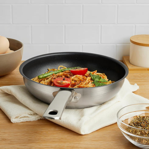 KOCH SYSTEME CS Stainless Steel Pan 10 Inch, Non-toxic Stainless Steel Frying Pan with Nonstick Coating for Professional Cooking, Stainless Steel ...