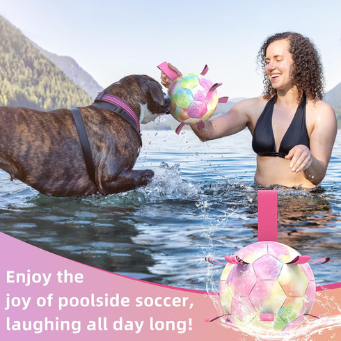 Dog Toys Soccer Ball with Straps, Puppy Balls Dog Balls for Small Medium Dogs, Dog Water Toys Pool Toys, Puppy Dog Birthday Gifts, Rainbow?6 Inch?...