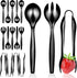 18 Count Disposable Serving Utensils, Black Plastic Serving Utensils Set for Catering Weddings, Holiday Parties, and More, Disposable Serving Spoo...