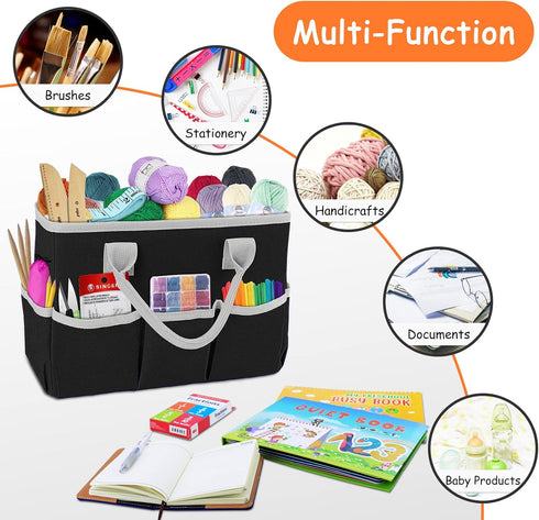 ZKOO Art Supply Storage Organizer Caddy ?Craft Tote Bags with Pockets for Scrapbook Organization and Storage Supplies?Portable Office Organizer (B...