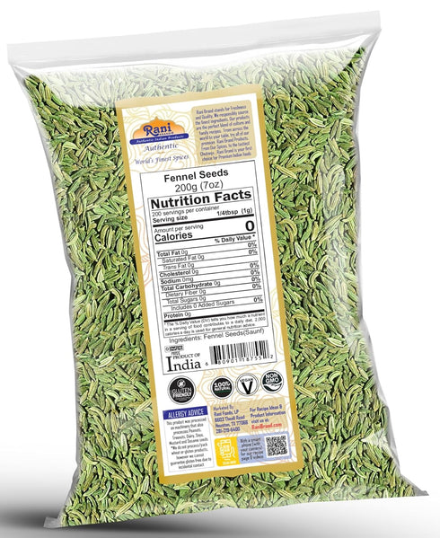 Rani Fennel Seeds (Saunf Sabut) Whole Spice 7oz (200g) ~ All Natural | Gluten Friendly | NON-GMO | Kosher | Vegan | Indian Origin...