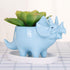 VanEnjoy Desktop Cute Cartoon Blue Triceratops Dinosaur Ceramic Succulent Pot with Tray, Bonsai Cactus Flower Pot Vase Holder Decorative Organizer...