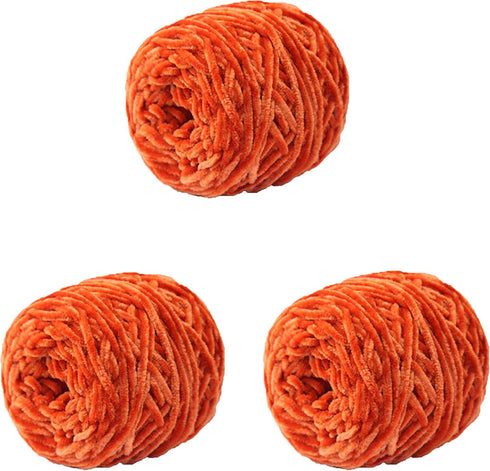 10.58oz 300g Chenille Velvet Yarn Orange Yellow Bulky Vegan Soft Yarn Velvet Knitting Yarn Polyester Blended Chenille Yarn Fuzzy Yarn for Clothing...