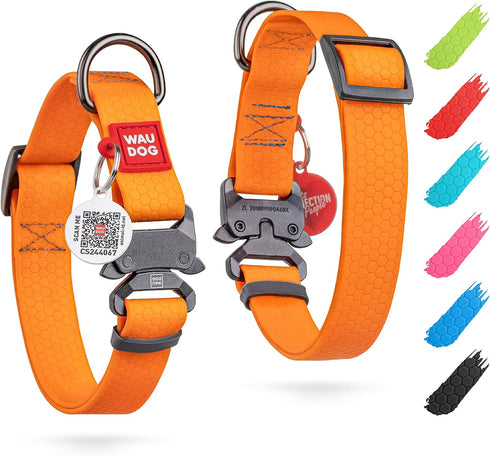 WAUDOG Waterproof Dog Collar - Adjustable Dog Collar for Large Dogs, Small and Medium Dogs - Heavy Duty Dog Collars with Durable Metal Clasp and Q...