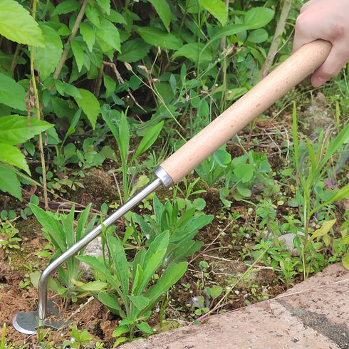 Hand Weeder Tool Weed Puller Tool Uprooting Weeding Tool, Stainless Steel Forged Weed Puller 4 Teeth Dual Heads Weeder Weeding Rake, Garden Tool f...