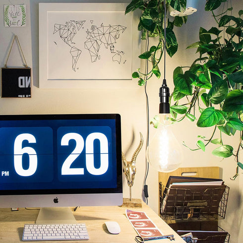 DiCUNO E26 Hanging Lantern Extension Cord Cable, Light Socket On Off Inline Cord Switch Control Lamp, 6.6 Feet (2M), Black, 1-Pack...