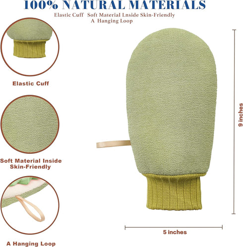Deep Exfoliating Glove for Shower, Double-Sided Exfoliating Mitt,Massage Body Scrub Gloves for Home Spa, Eco Friendly loofah sponge, Dead Skin Rem...