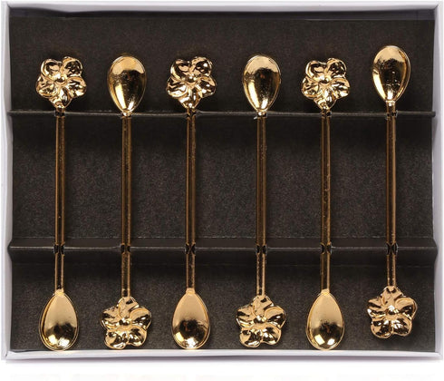 Alisveristime Traditional Ottoman Motif Tea Spoons - Decorative Stirring, Sugar, Tea Spoons (Set of 6) (Daisy) (Gold)...