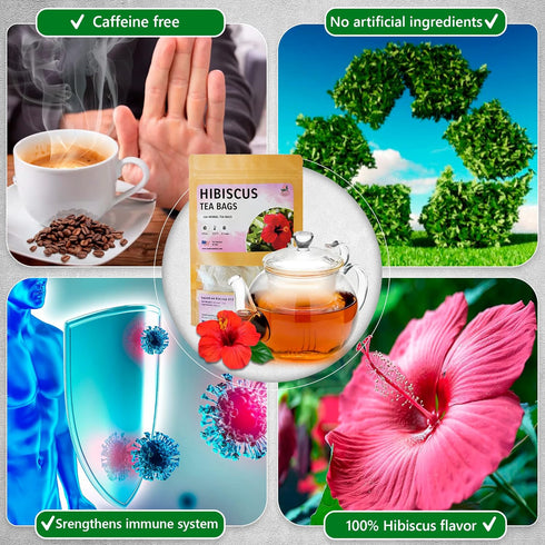 TeaDreamTea Hibiscus Tea Bags | 100 Bleach-Free Tea Bags | Caffeine Free | Dried Hibiscus Flowers | Hibiscus Flower Tea | Dried Flower Tea | Brew ...