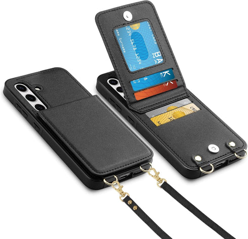 Vofolen for Samsung Galaxy S24 Plus Wallet Case with Card Holder Crossbody Lanyard Strap Leather Case with Magnetic Clasp Kickstand for Women Prot...