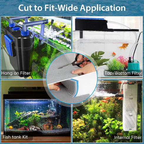 Aquarium Filter Media, Upgraded 8-Layer Filter Sponge Pad for Fish Tank and Pond, Super Filtering Effect, Cut to Fit, Reusable and Washable Aquari...