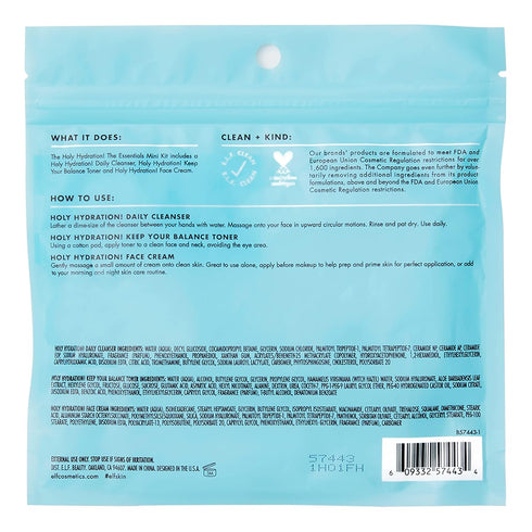 e.l.f. Skin Holy Hydration! The Essentials Mini Kit, Cleanser, Toner & Moisturizer for Hydrated & Balanced Skin, TSA-Friendly Sizes...