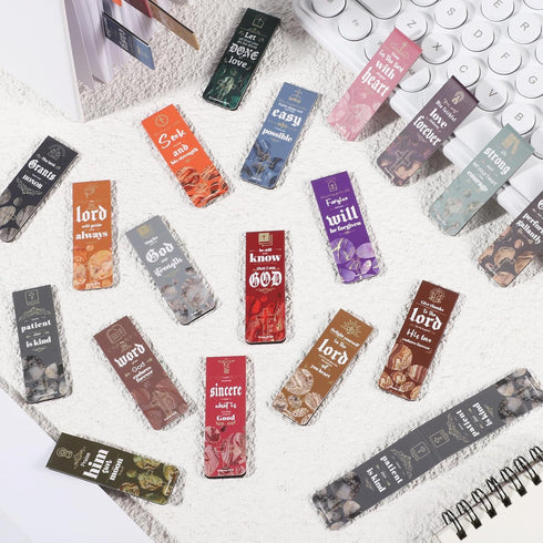 48 Pcs Bible Verses Magnetic Bookmarks, 24 Styles Christian Magnet Book Markers Motivational Encouraging Magnetic Page Clip for Women Men School O...