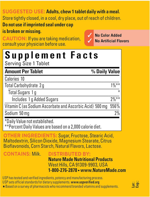 Nature Made Chewable Vitamin C 500 mg, Dietary Supplement for Immune Support, 150 Tablets, 150 Day Supply...