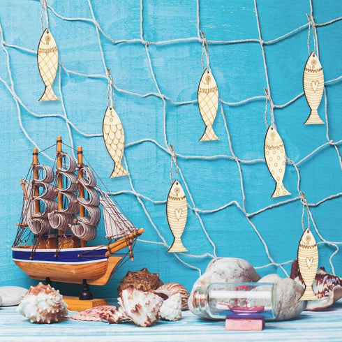 Ipotkitt 100 Pcs Random Undyed Wooden Fish Charms Old Lace Sea Animal Cutouts Unfinished Wood Summer Pieces for DIY Craft Supplies Keychain Home P...