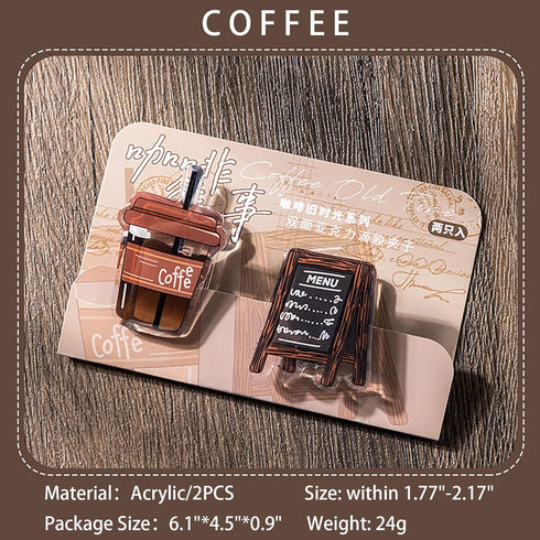 Doraking 2PCS Coffee Acrylic Paper Photo Clip Holder, Chip Bag Binder Sealing Clips for Food Packages, Office Supply...