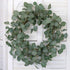 idyllic Eucalyptus Leaves Wreath Metal Polyester Fabric Paper Round Green Wreath 22 Inches for The Front Door Decor...