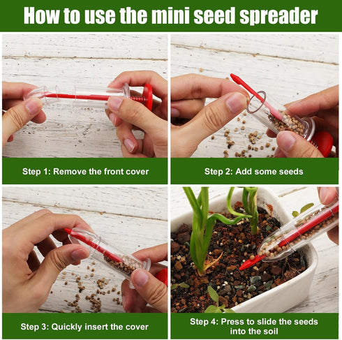 6pcs Seed Spreader Tool Set, Including 2 Small Seed Planter Sower Handheld Plastic 2 Mini Sowing Seed Dispenser 2 Tiny Seedlings Dibber and Widger...