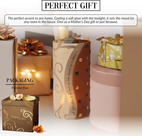 Pavilion Gift Company A Mother's Love-6" Glass Cylinder Candle Holder, Brown, Beige...