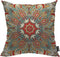 Mugod Paisley Flower Throw Pillow Cover Traditional Ethnic Floral Red Teal White Yellow Cotton Linen Square Cushion Cover Standard Pillowcase 18x1...