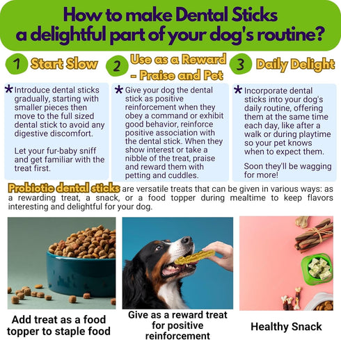 Avery's Holistic Paws Probiotic Dental Stick Treats for Dogs - 23 Peanut Butter Edible Dog Chews, 3 Inches Each - Natural & Organic Dog Chew Stick...