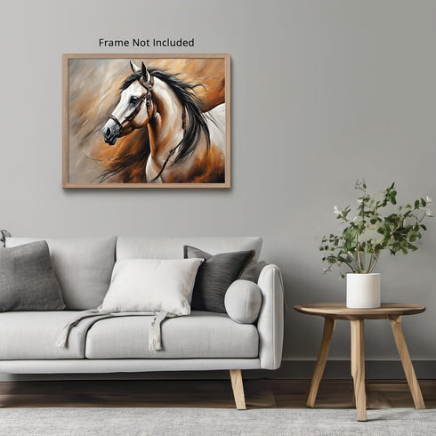 Posterizer 1 pcs- Beautiful white horse oil painting style-Art for Animal Lovers- Gift for Men Women Entrepreneur Teens-decor for Bedroom, Office,...