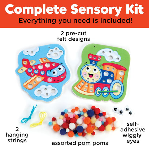 Creativity for Kids Pom Pom Pictures: Transportation - Train and Plane - Preschool Learning Activity, Sensory Toys for Toddlers Ages 3-4+...