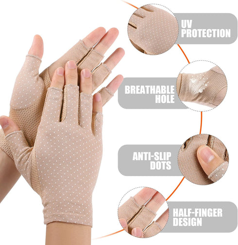VOSAREA Women Sunscreen Fingerless Gloves UV Protection Half Finger Gloves Outdoor Gloves for Cycling Driving Riding Fishing Golfing Outdoor Activ...