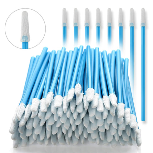 Cleanroom Swabs Pointed Tips (100 pcs, 73mm Length, 3.2mm Head Width, Blue) Multi-Purpose Cleaning Swab Sticks with Lint-Free Microfiber Tips for ...