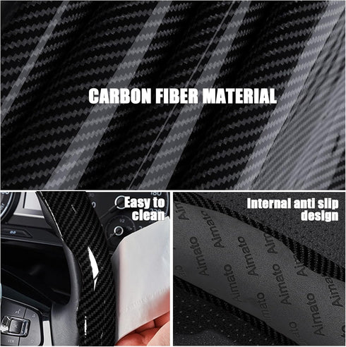 Universal 2 Piece Carbon Fiber Steering Wheel Cover Non-Slip Segmented Car Steering Wheel Covers Steering Wheel Protectors...