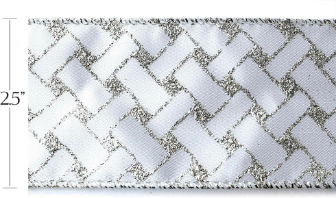 Christmas Ribbon Wired, 6 Rolls 2.5 Inch 36 Yard Silver Sheer Glitter Organza Wired Edge Ribbons for Christmas Tree, Gift Wrapping, Assortment Rib...