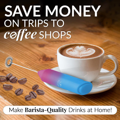Zulay Kitchen Powerful Milk Frother Wand - Mini Milk Frother Handheld Stainless Steel - Battery Operated Drink Mixer for Coffee, Lattes, Cappuccin...