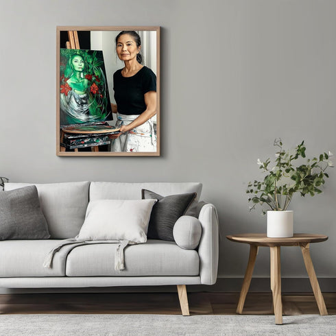Posterizer 1 pcs-artist at work-painting portrait-2-Collectibles & Fine Art Gift for Men Women Entrepreneur Teens Decor for Home & Office- unfram...